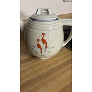Vintage 1930s Drip-O-Lator by Enterprise Aluminum Co. Flamingos Coffee/Tea Pot